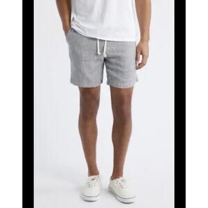 Alex Crane Bo Shorts Men's 100% Linen Blue Striped Drawstring Casual M